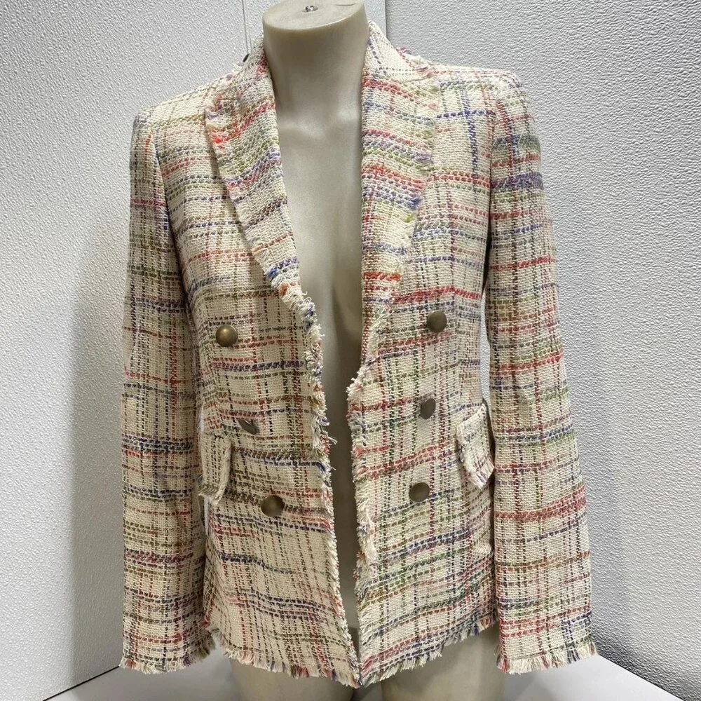 NEW AKRIS Women’s Fringe Tweed Blazer Jacket